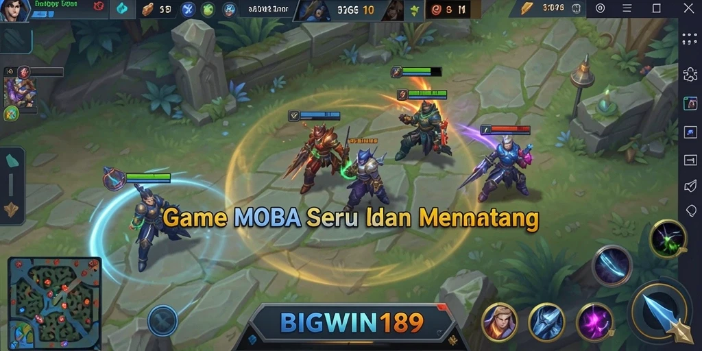 Tangkapan layar gameplay seru dari BIGWIN189, menampilkan aksi MOBA yang mendebarkan.