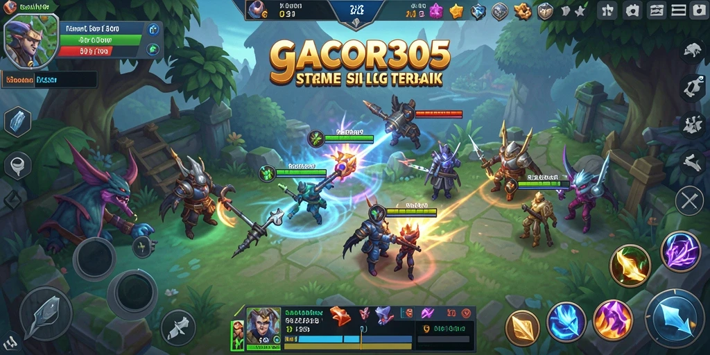 Menggambarkan gameplay GACOR305 dengan pertempuran strategis yang seru.