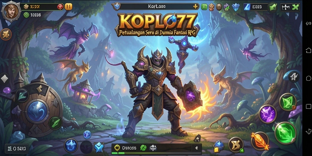 Screenshot utama KOPLO77 menampilkan aksi seru dalam pertarungan RPG.