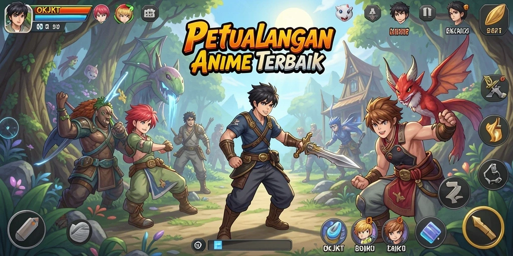 Tangkapan layar gameplay OKJKT yang menampilkan karakter anime yang menarik.