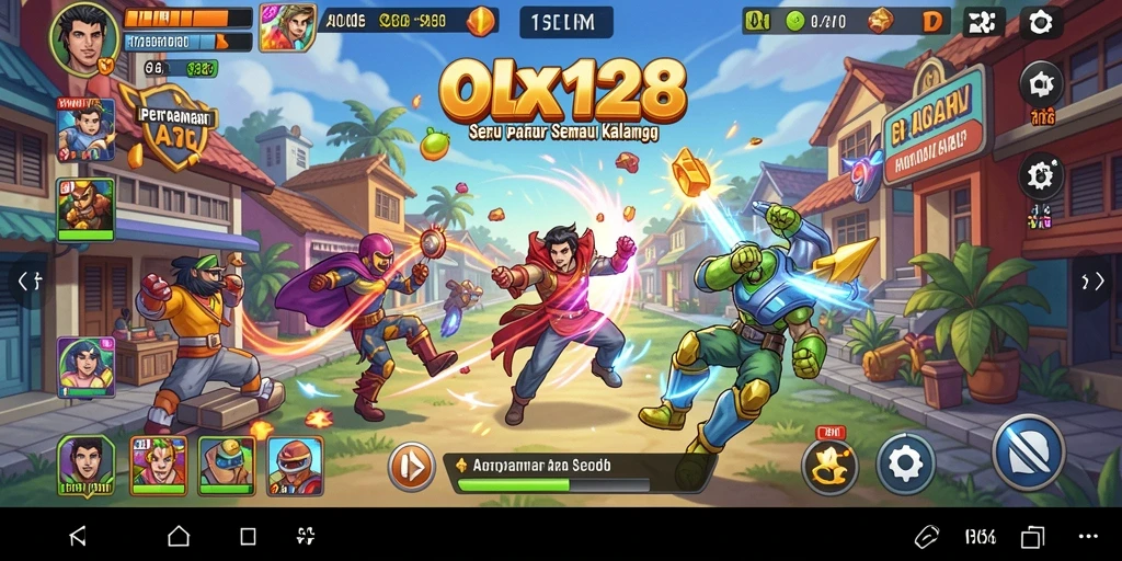 Screenshot utama OLX128 menampilkan aksi seru permainan Arcade.