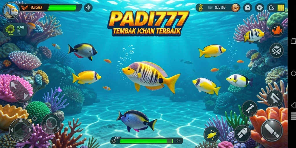 Tampilan gameplay PADI777 yang menarik dengan aksi menembak ikan.