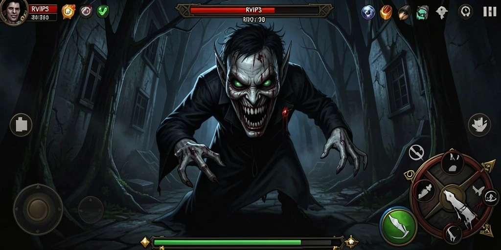 Screenshot gameplay RVIP3 yang menampilkan momen mencekam dalam dunia horror.