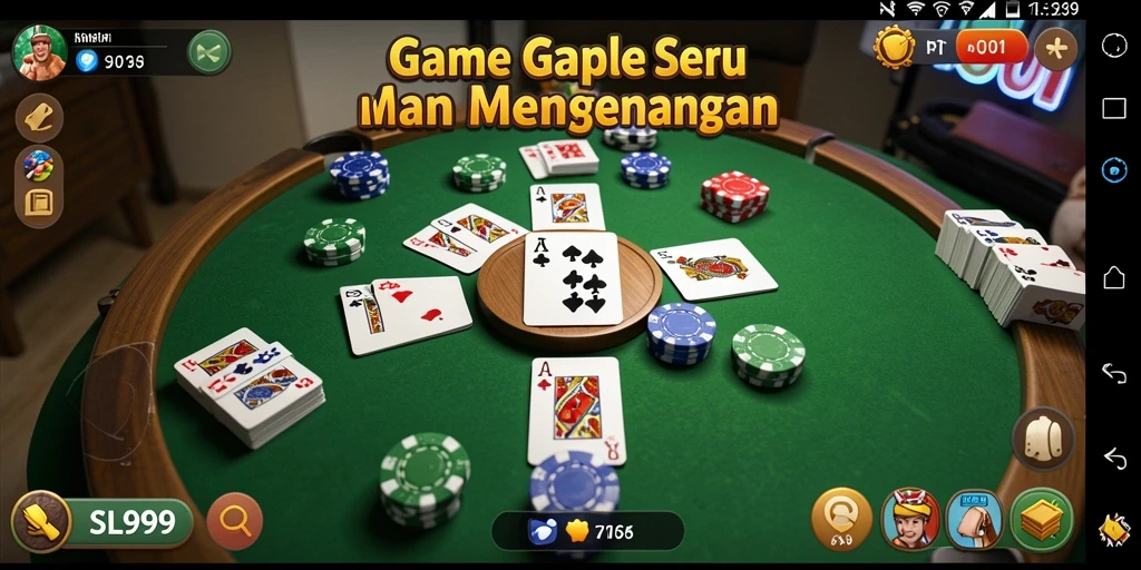 Tangkapan layar SL999 menunjukkan serunya bermain Gaple dengan teman.