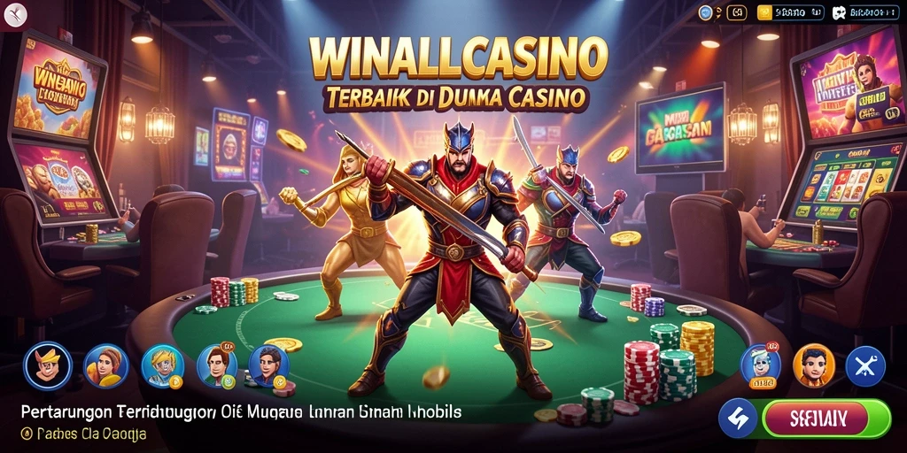 Screenshot gameplay pertarungan menampilkan aksi mendebarkan dalam WINALLCASINO.